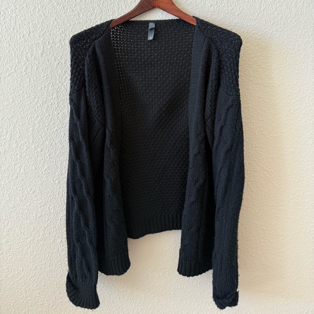 Alya Black Open-Front Cardigan